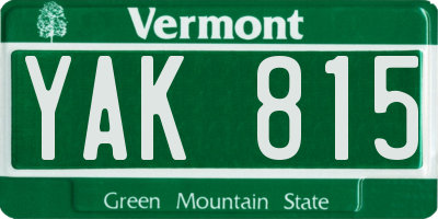 VT license plate YAK815
