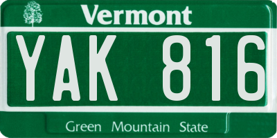 VT license plate YAK816