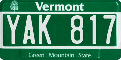 VT license plate YAK817