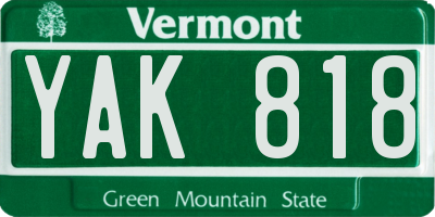 VT license plate YAK818