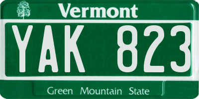 VT license plate YAK823