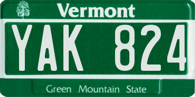 VT license plate YAK824