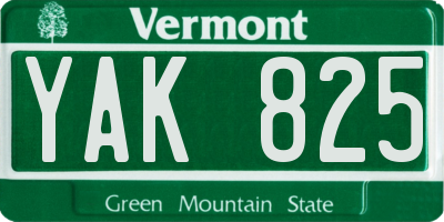 VT license plate YAK825