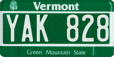 VT license plate YAK828