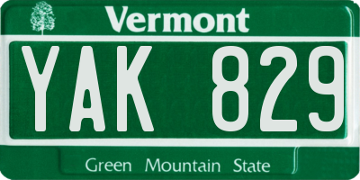 VT license plate YAK829