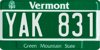 VT license plate YAK831