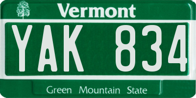 VT license plate YAK834