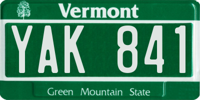 VT license plate YAK841