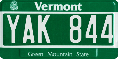 VT license plate YAK844