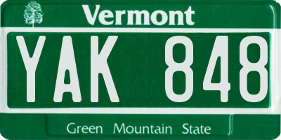 VT license plate YAK848