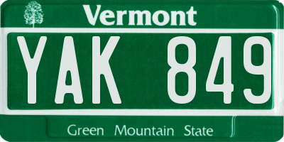 VT license plate YAK849