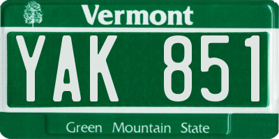 VT license plate YAK851