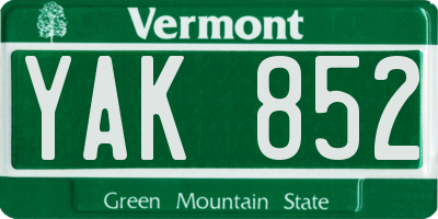 VT license plate YAK852