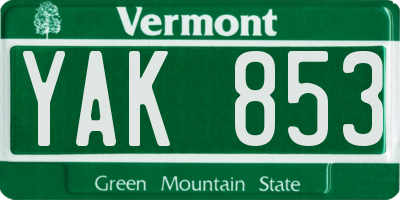 VT license plate YAK853