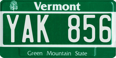 VT license plate YAK856