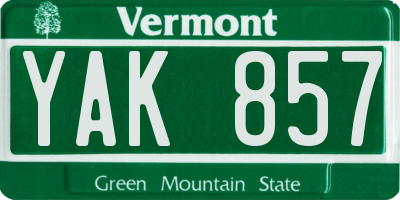 VT license plate YAK857