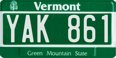 VT license plate YAK861