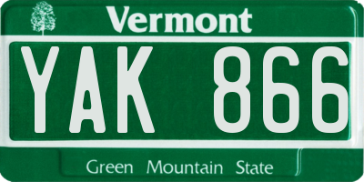 VT license plate YAK866