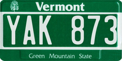 VT license plate YAK873