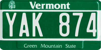 VT license plate YAK874