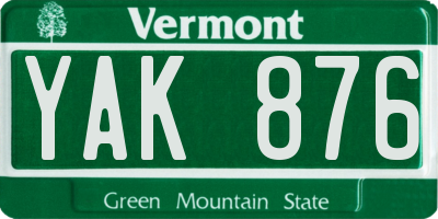 VT license plate YAK876