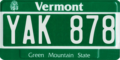 VT license plate YAK878