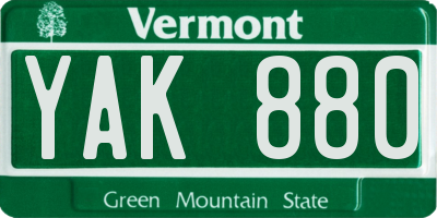VT license plate YAK880