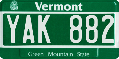 VT license plate YAK882