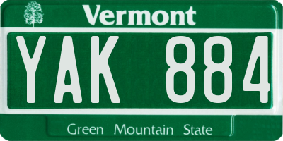 VT license plate YAK884