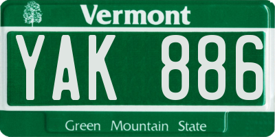 VT license plate YAK886