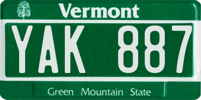 VT license plate YAK887
