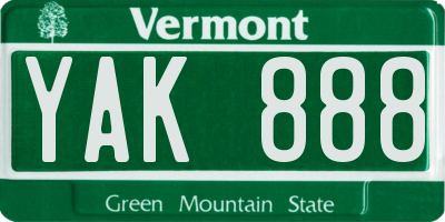 VT license plate YAK888