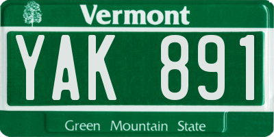 VT license plate YAK891