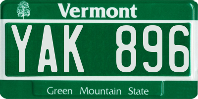 VT license plate YAK896