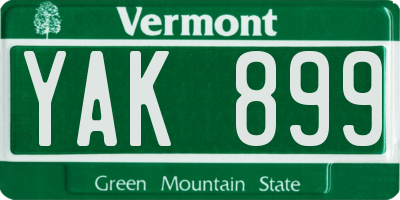 VT license plate YAK899