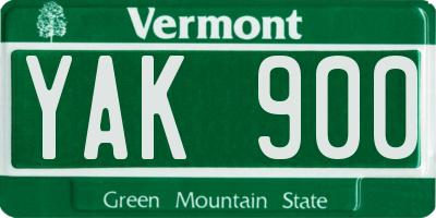 VT license plate YAK900