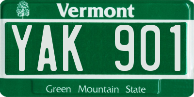 VT license plate YAK901