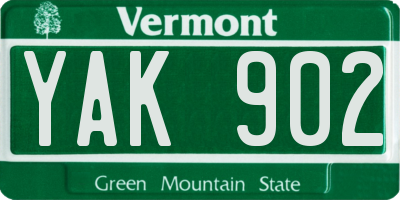 VT license plate YAK902