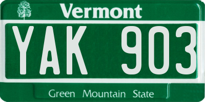 VT license plate YAK903