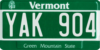 VT license plate YAK904