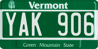 VT license plate YAK906