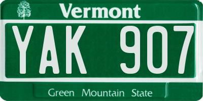 VT license plate YAK907