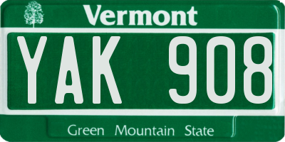 VT license plate YAK908