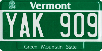 VT license plate YAK909