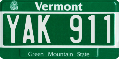 VT license plate YAK911