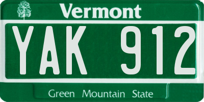 VT license plate YAK912