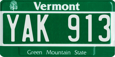 VT license plate YAK913