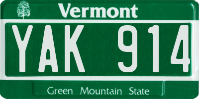 VT license plate YAK914