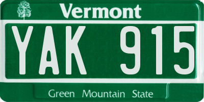 VT license plate YAK915