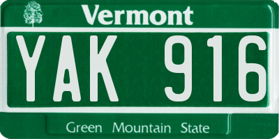 VT license plate YAK916